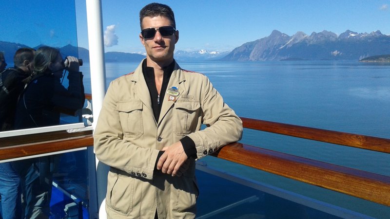 Standing at the rail in Glacier Bay